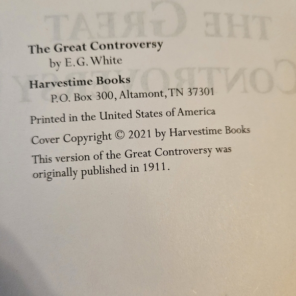 The Great Controversy by E.G. White Harvestime Books 2021 - Picture 4 of 8